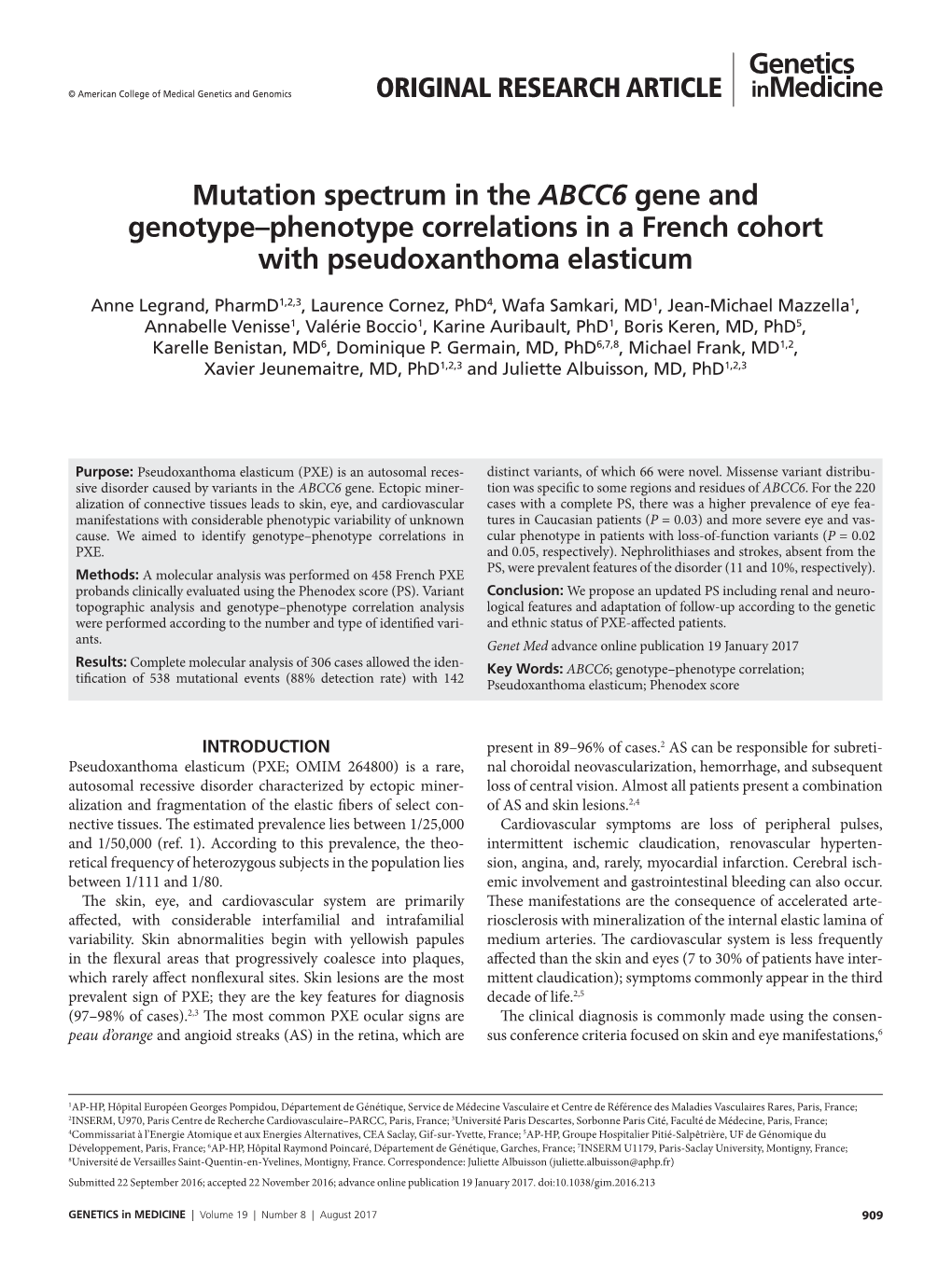 Mutation Spectrum in the ABCC6 Gene and Genotype&Ndash