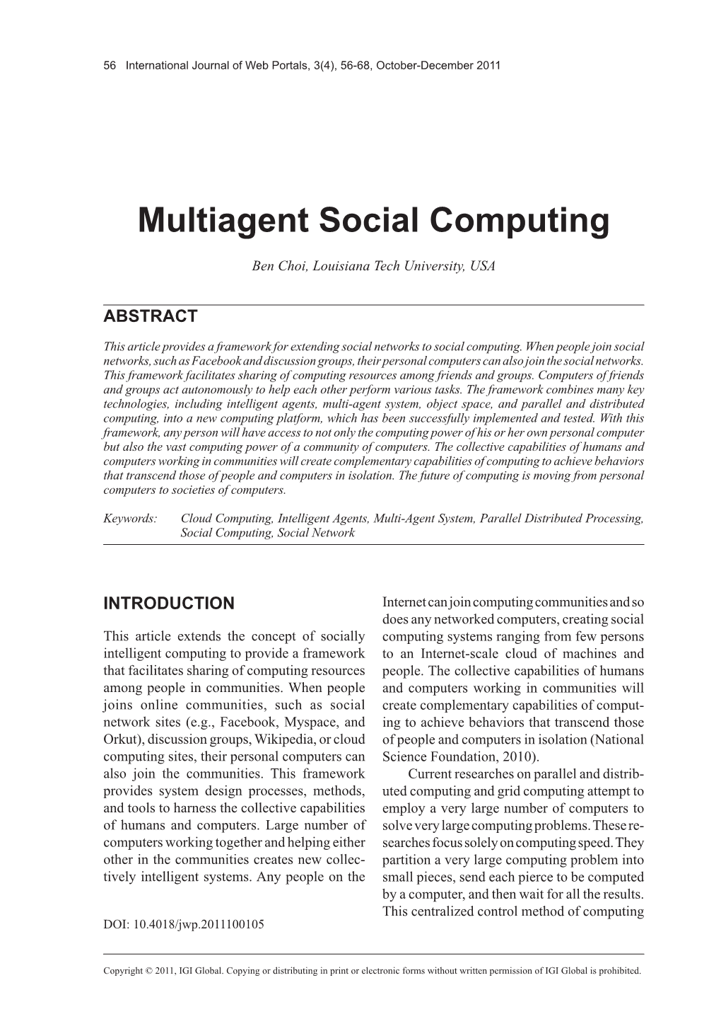 Multiagent Social Computing