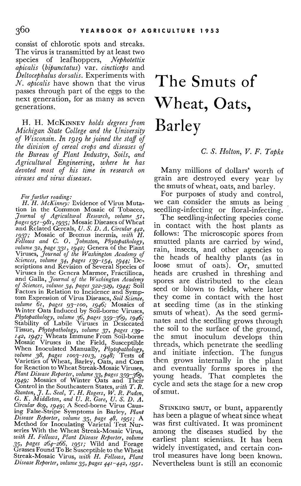 The Smuts of Wheat, Oats, Barley