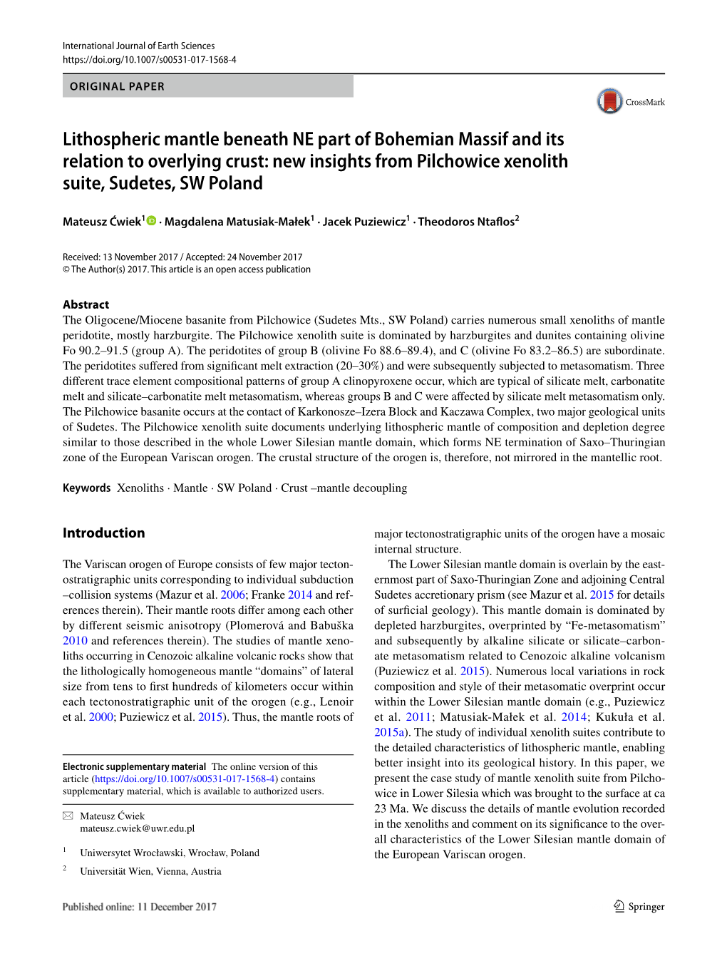 New Insights from Pilchowice Xenolith Suite, Sudetes, SW Poland