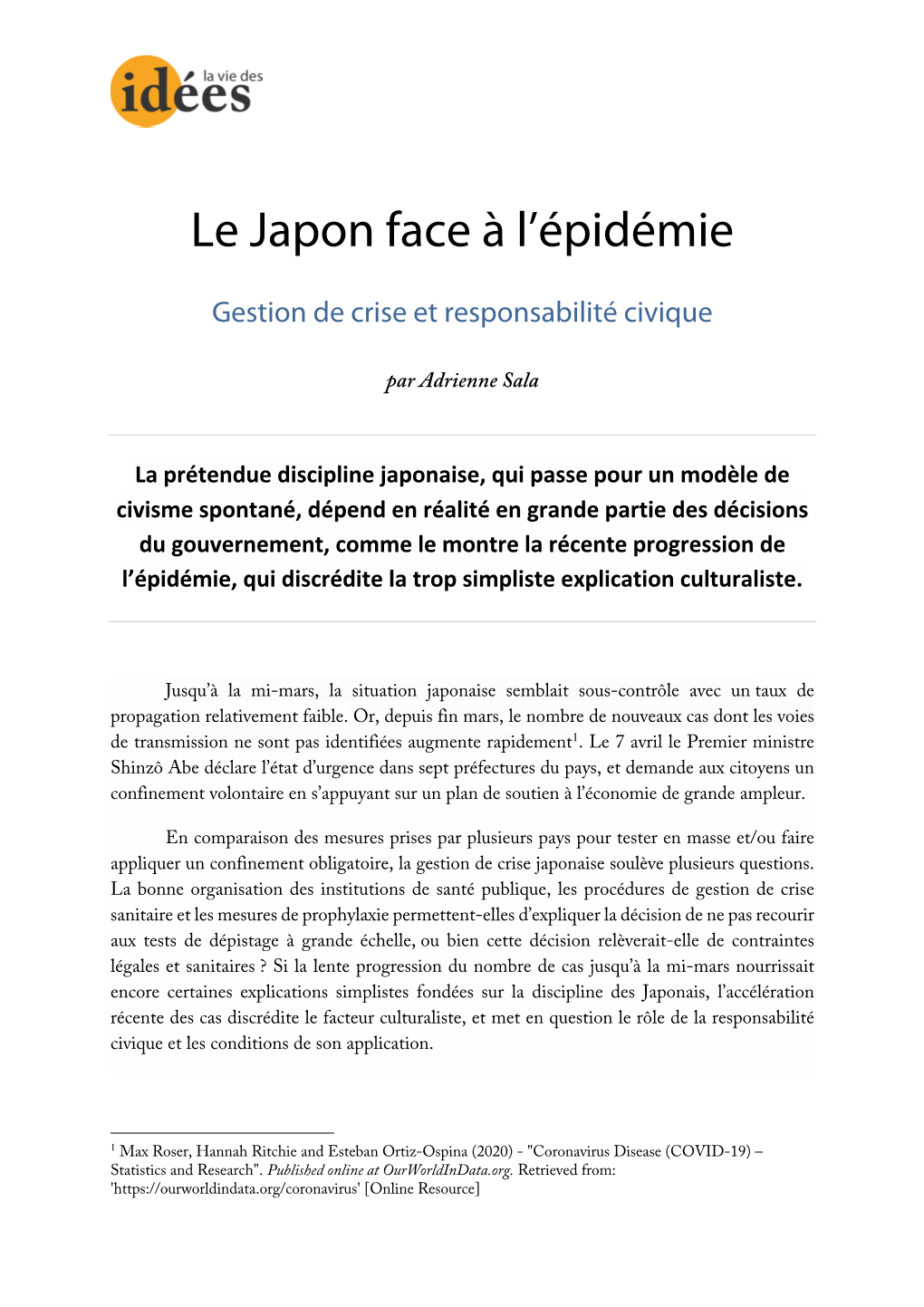 Le Japon Face À L'épidémie