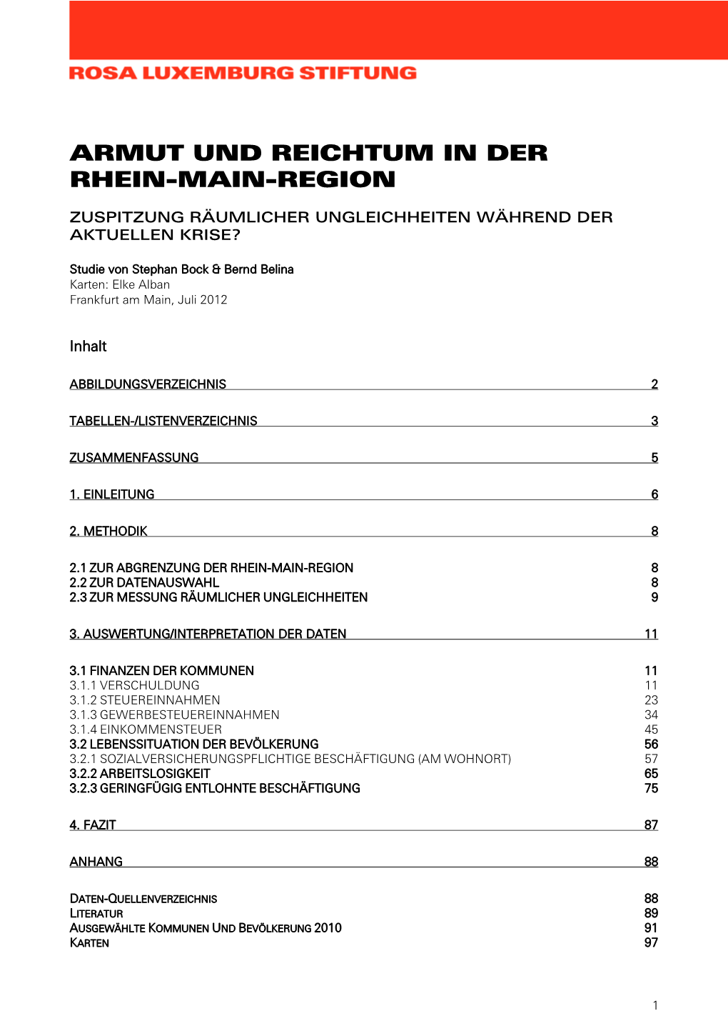 Armut Und Reichtum in Der Rhein-Main-Region