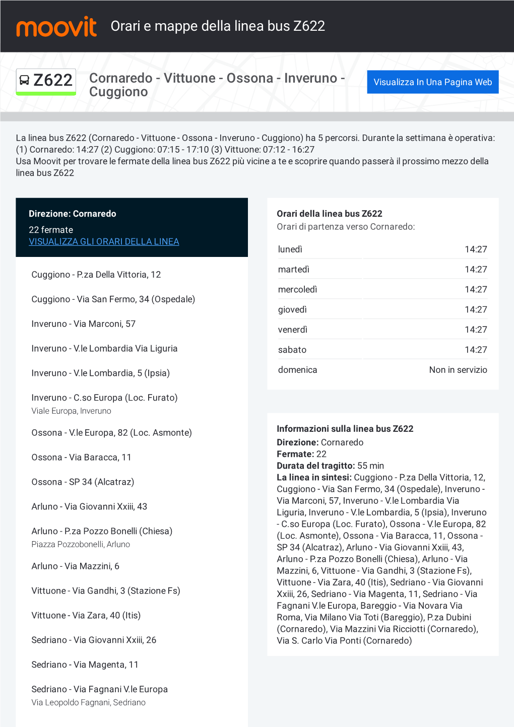 Orari E Percorsi Della Linea Bus Z622