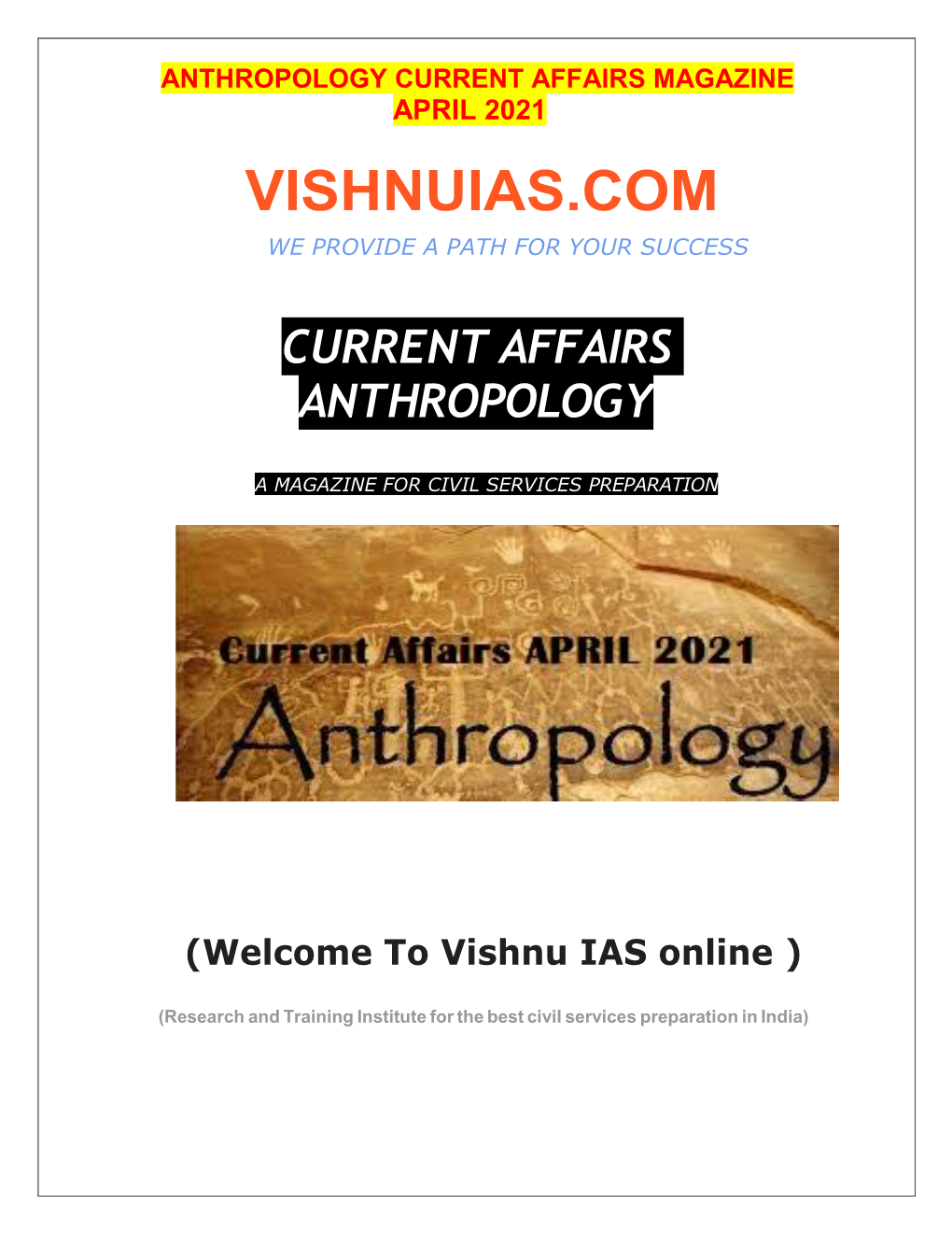 Anthropology Current Affairs Magazine April 2021