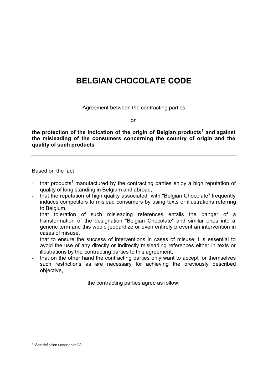 Belgian Chocolate Code