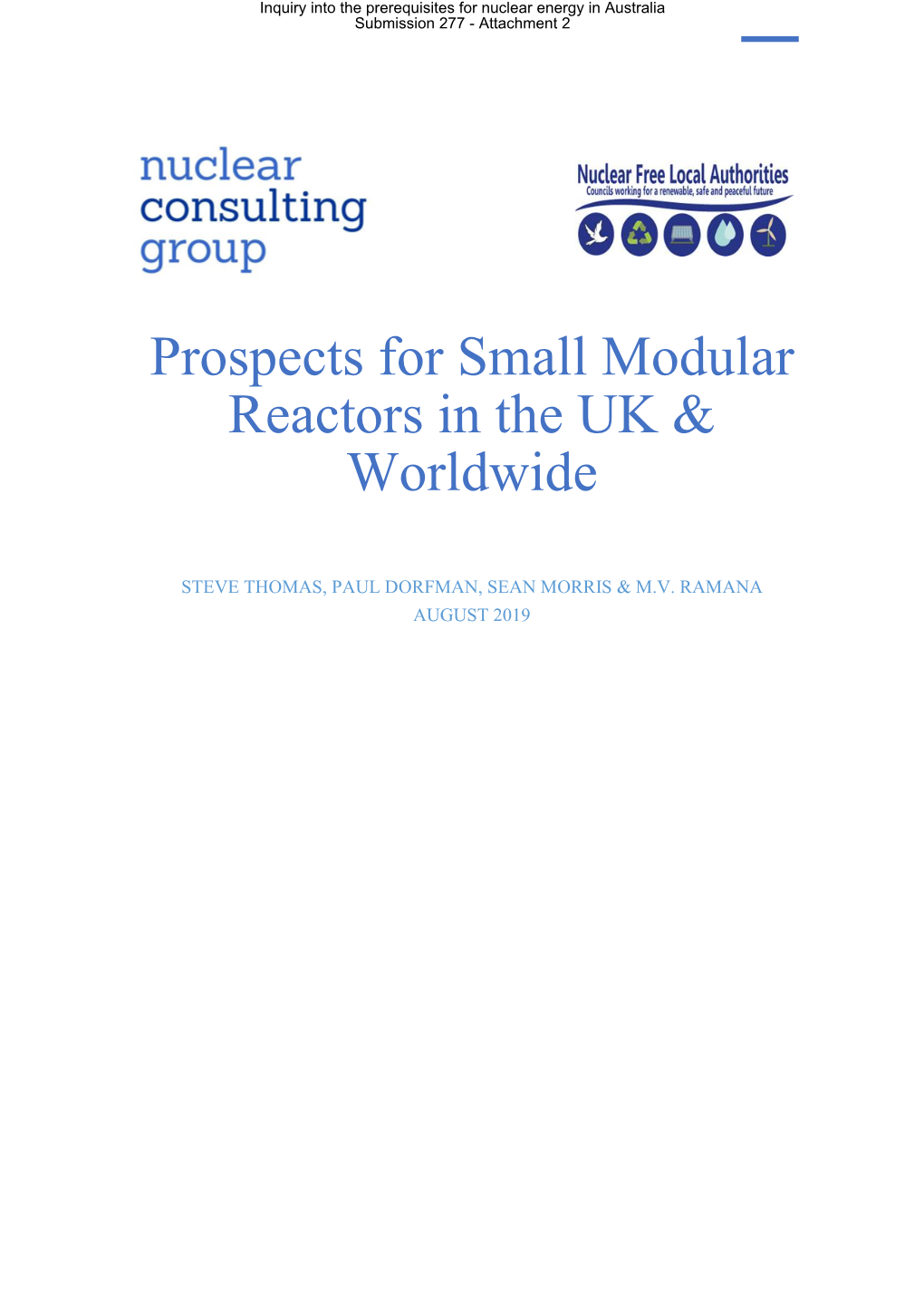 Prospects for Small Modular Reactors in the UK & Worldwide