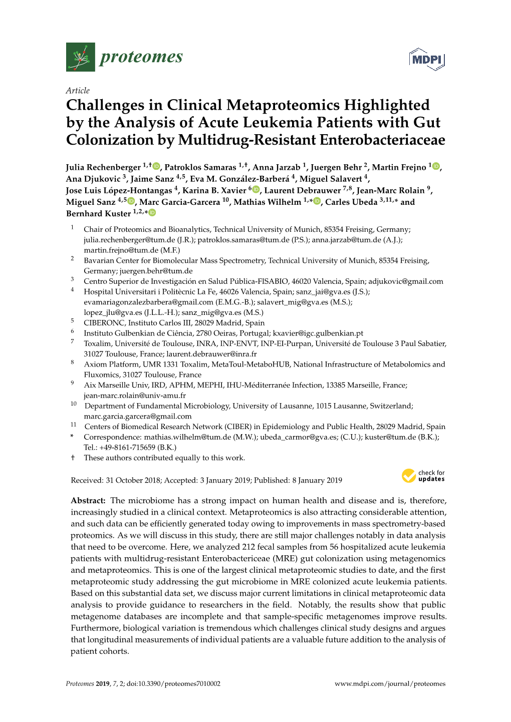 Challenges in Clinical Metaproteomics Highlighted by the Analysis of Acute Leukemia Patients with Gut Colonization by Multidrug-Resistant Enterobacteriaceae