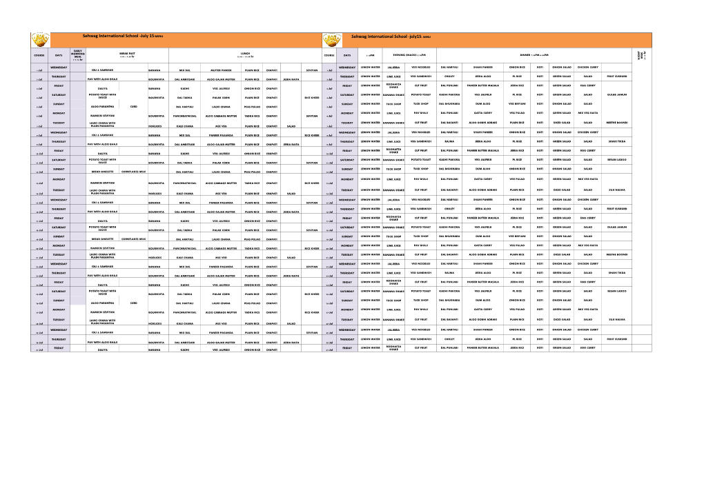 July 15 MENU Sehwag International School -July15