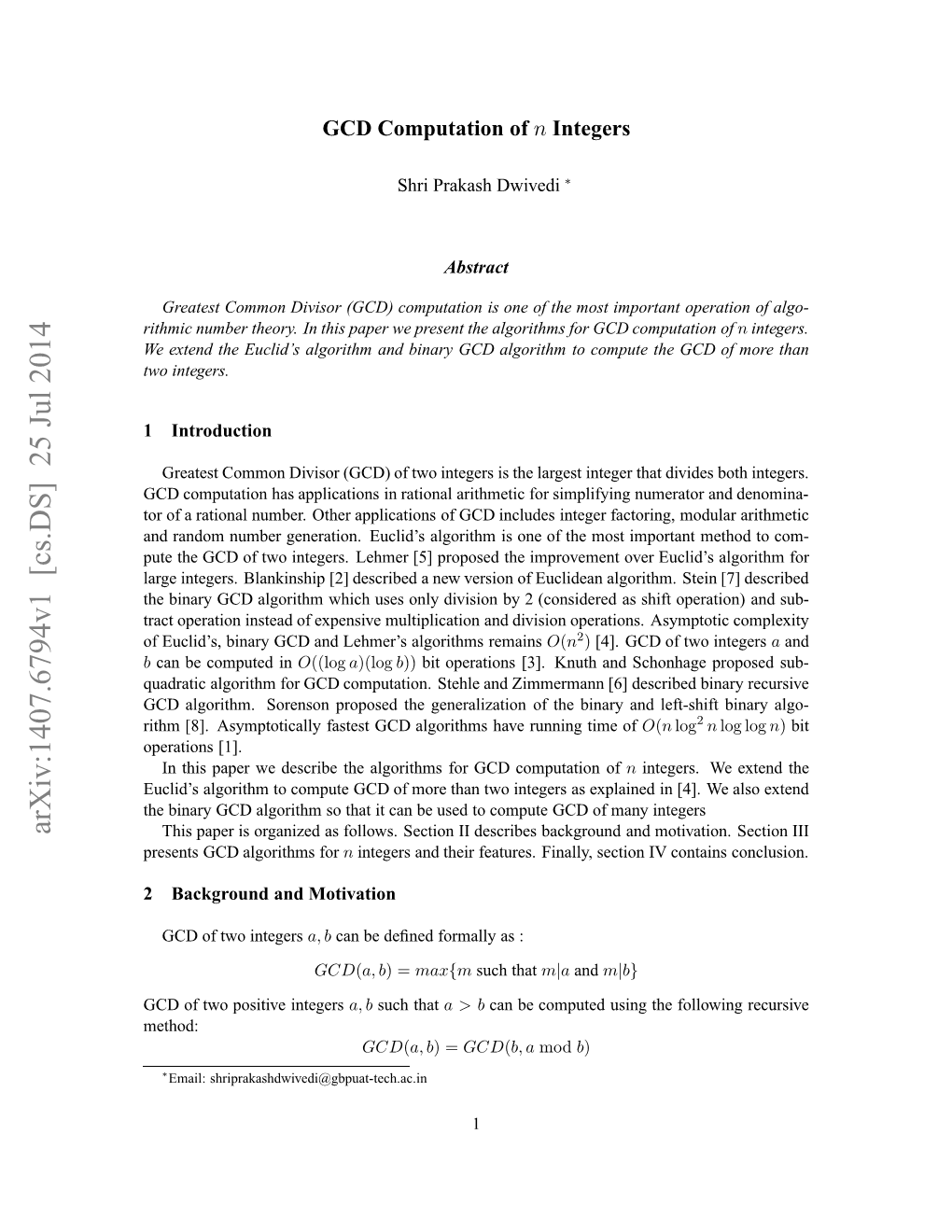 GCD Computation of N Integers