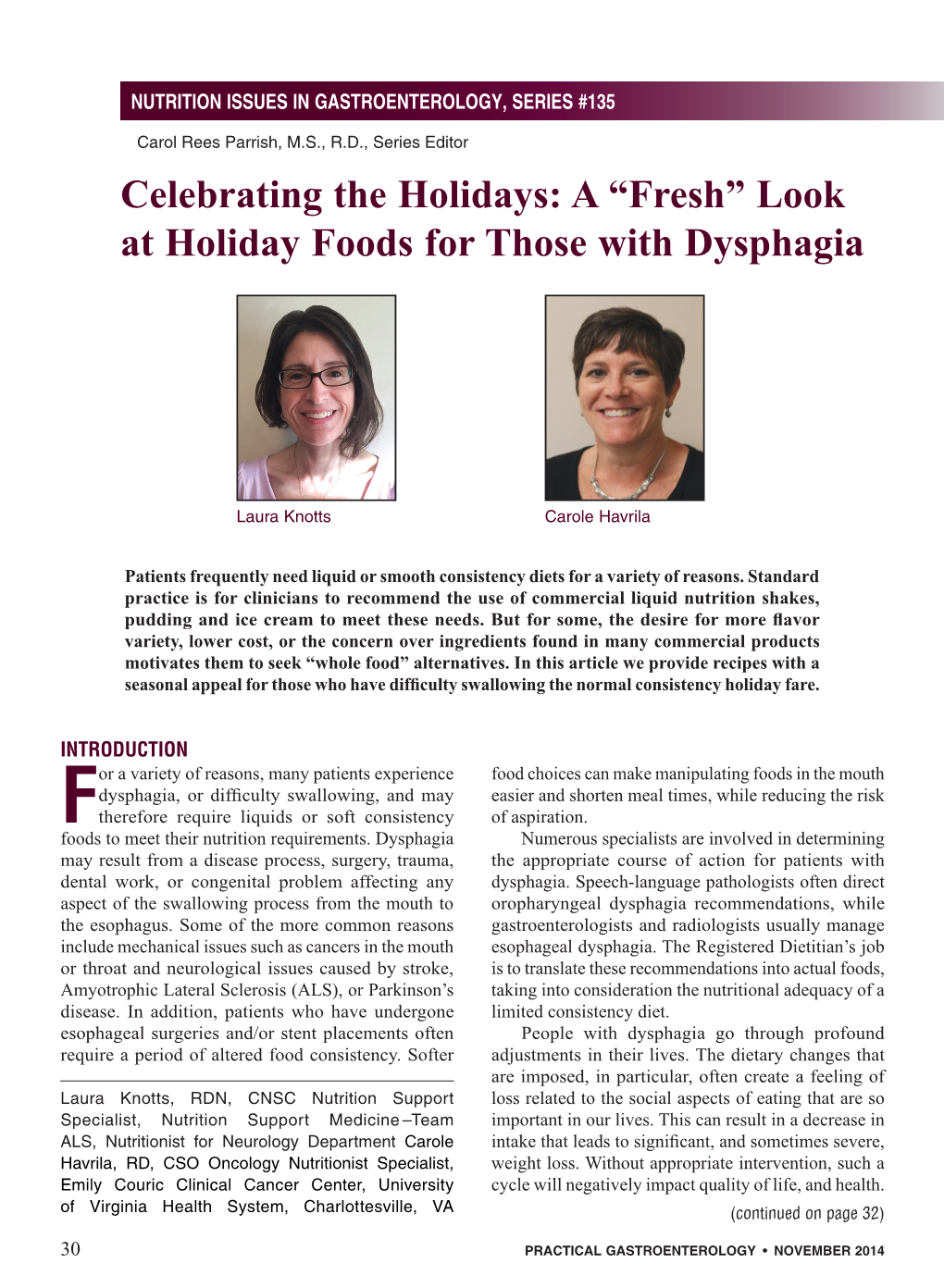 A “Fresh” Look at Holiday Foods for Those with Dysphagia