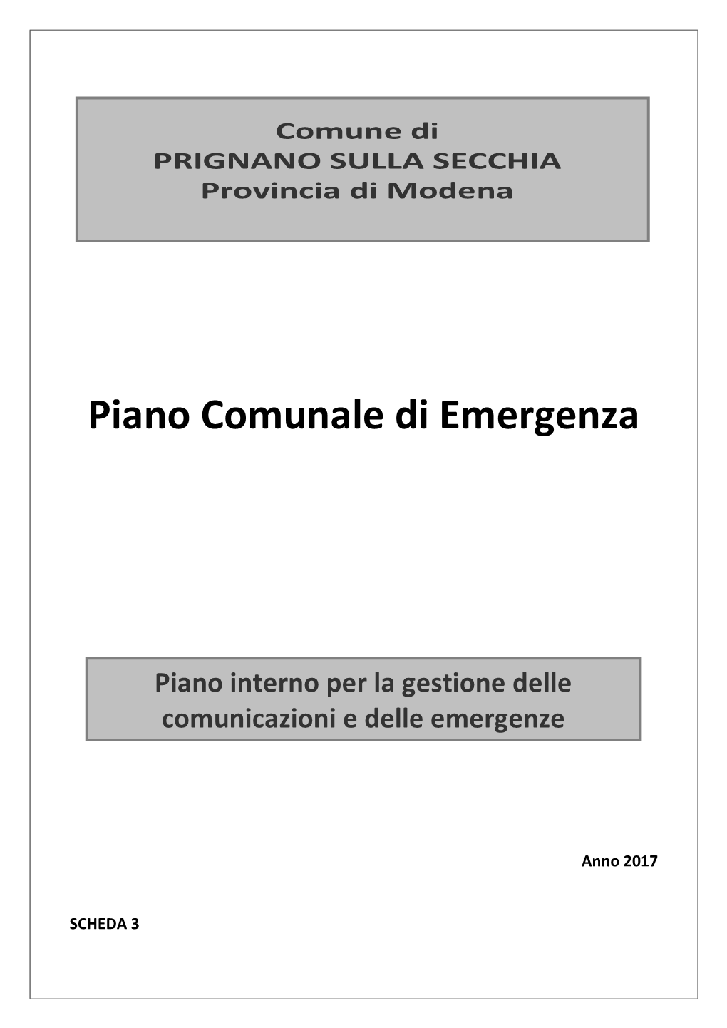 Piano Comunale Di Emergenza