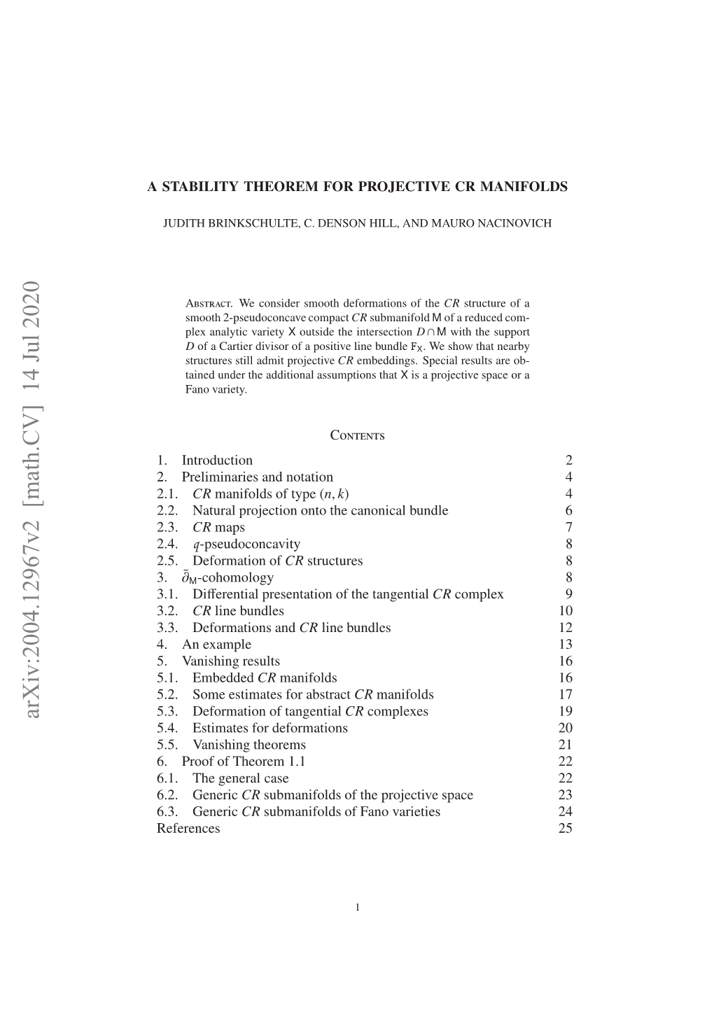 A Stability Theorem for Projective $ CR $ Manifolds