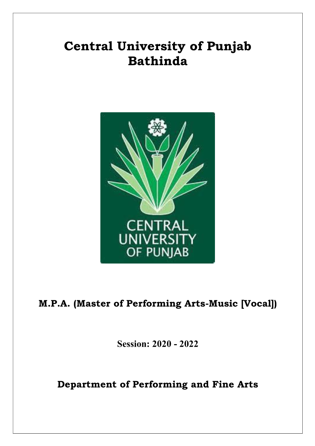 MPA (Master of Performing Arts-Music [Vocal]) Session: 2020