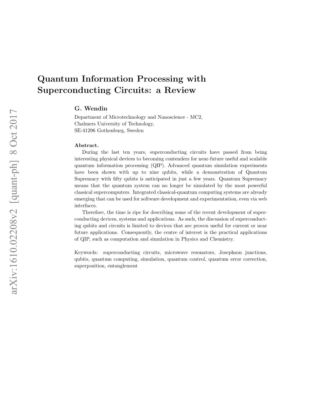 Quantum Information Processing with Superconducting Circuits: a Review