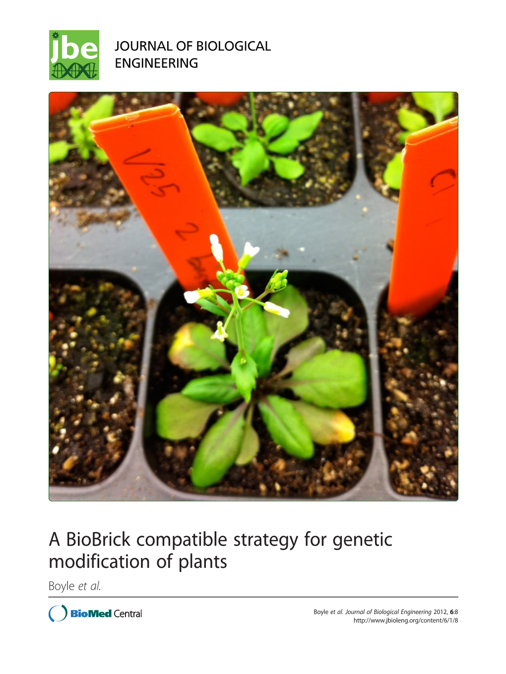 A Biobrick Compatible Strategy for Genetic Modification of Plants Boyle Et Al