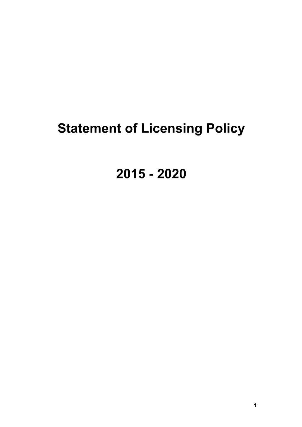 Statement of Licensing Policy