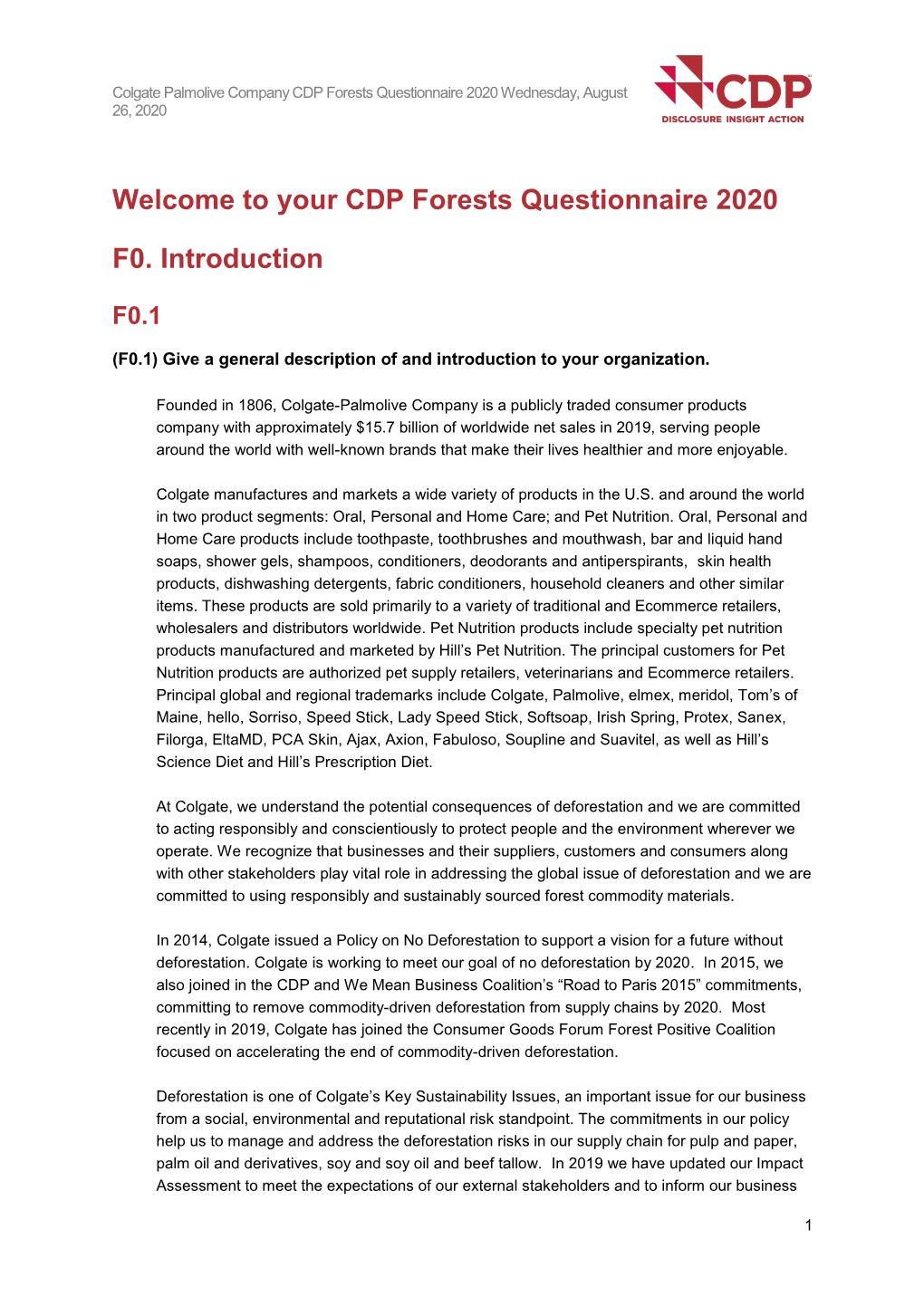 CDP Forest 2020