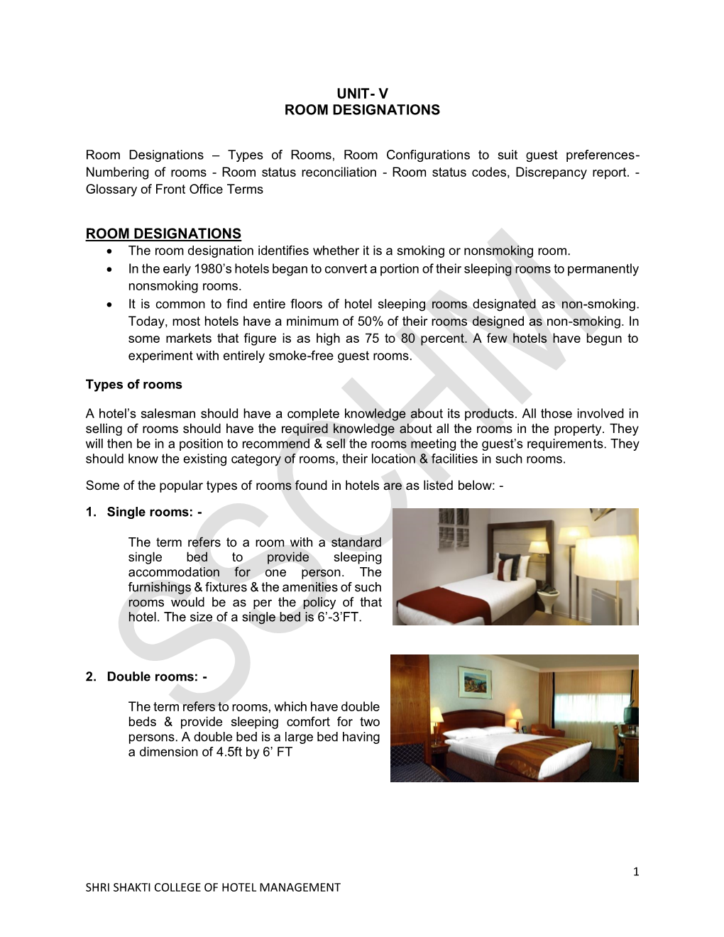 Unit- V Room Designations