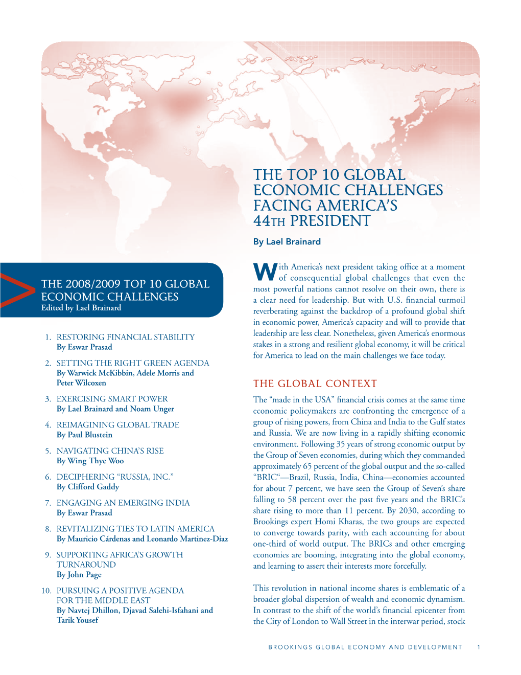 The Top 10 Global Economic Challenges Facing America’S 44T H President by Lael Brainard