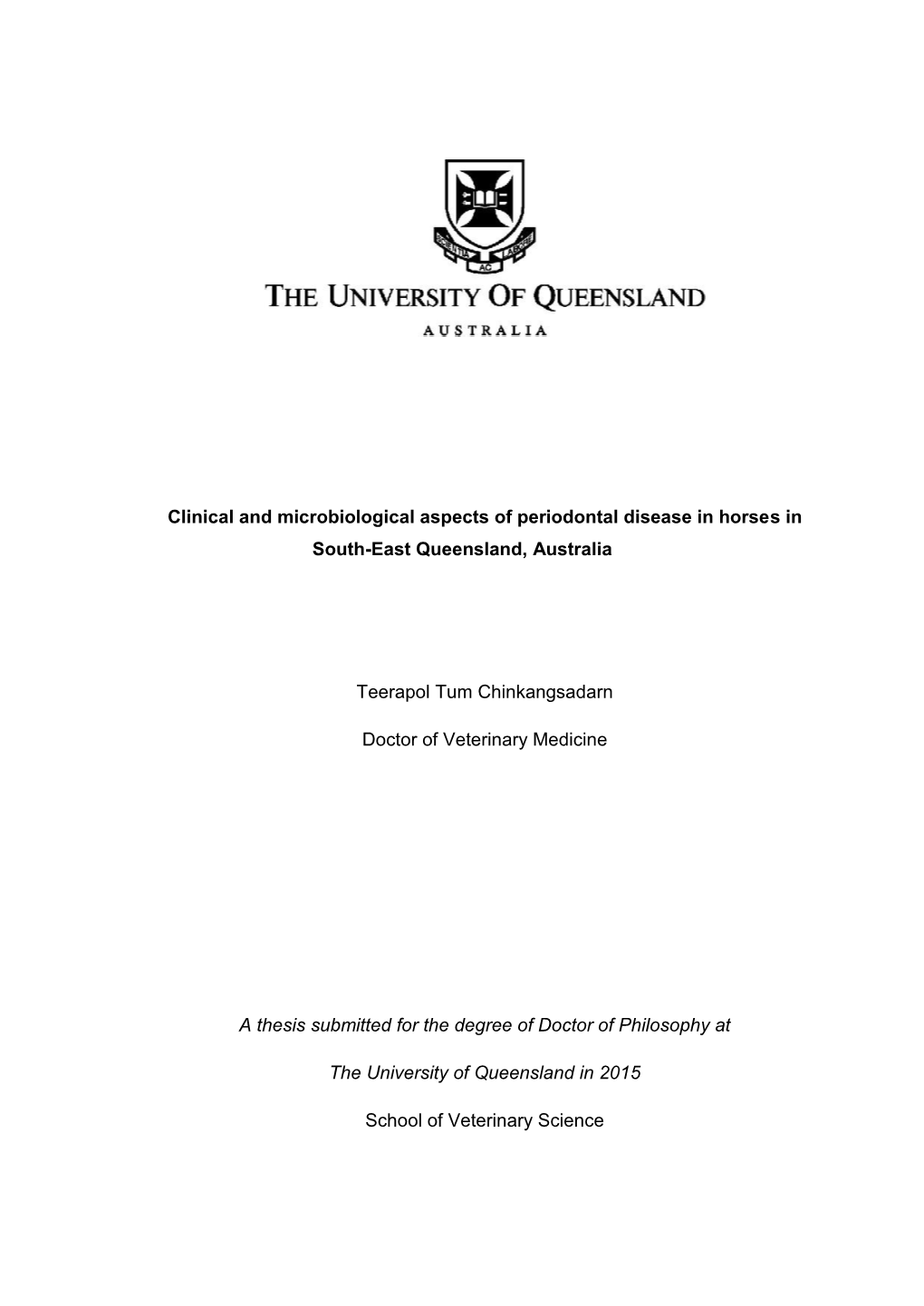 Clinical and Microbiological Aspects of Periodontal Disease in Horses in South-East Queensland, Australia