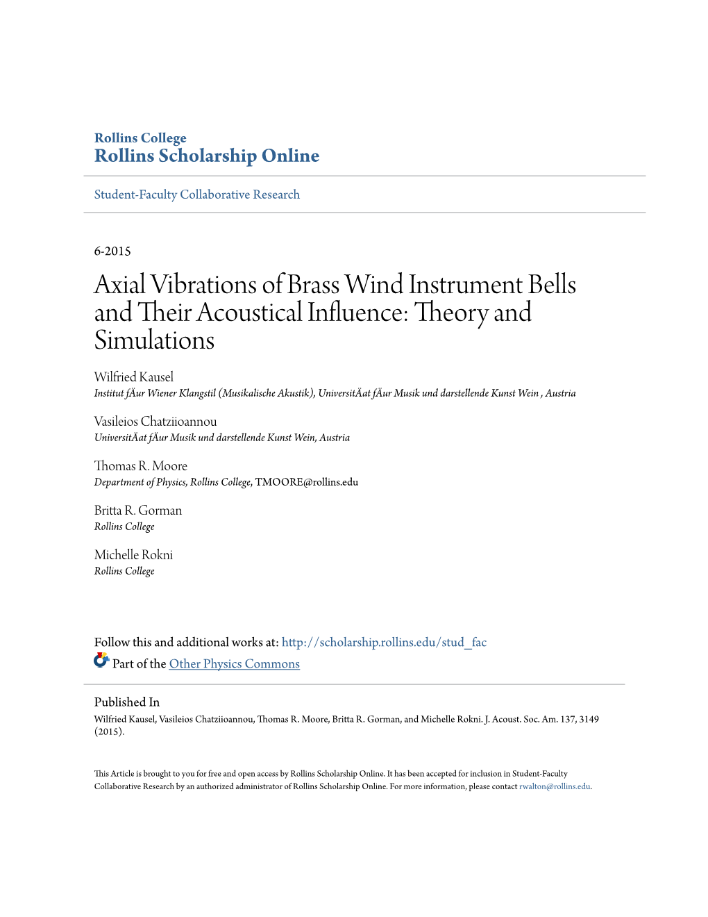 Axial Vibrations of Brass Wind Instrument Bells and Their