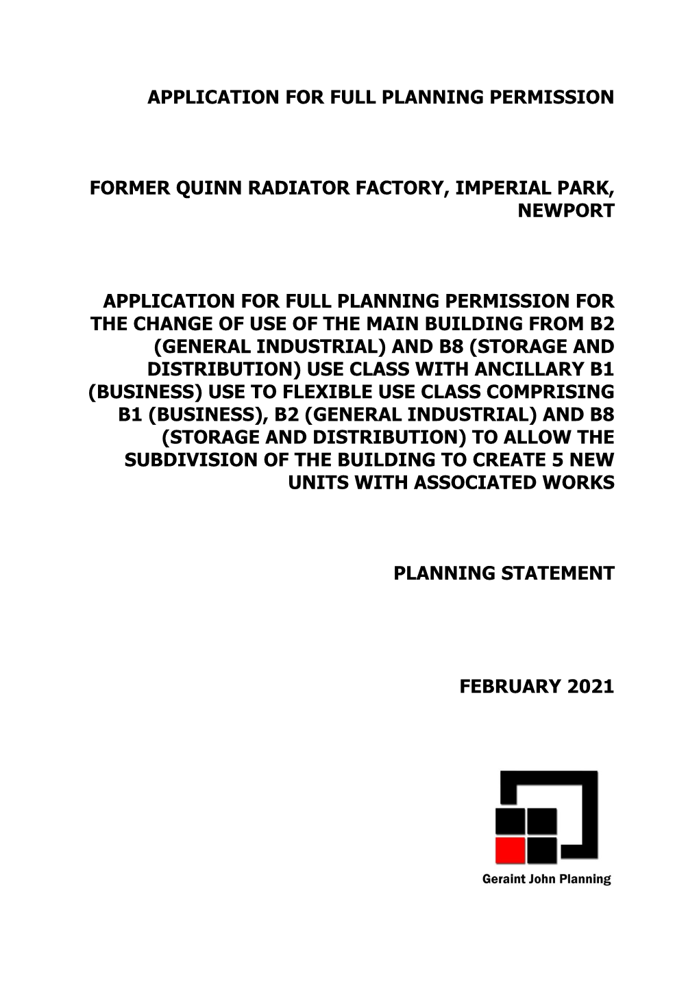 Application for Full Planning Permission Former Quinn