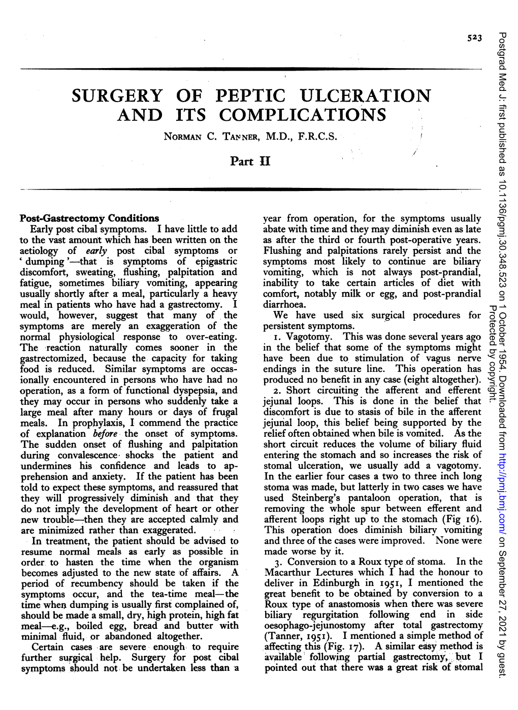 Surgery of Peptic Ulceration and Its Complications Norman C
