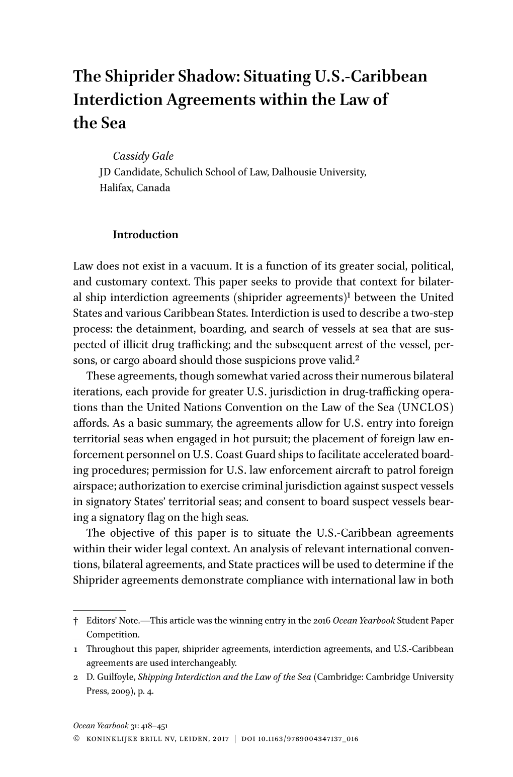 The Shiprider Shadow: Situating U.S.-Caribbean Interdiction Agreements Within the Law of the Sea
