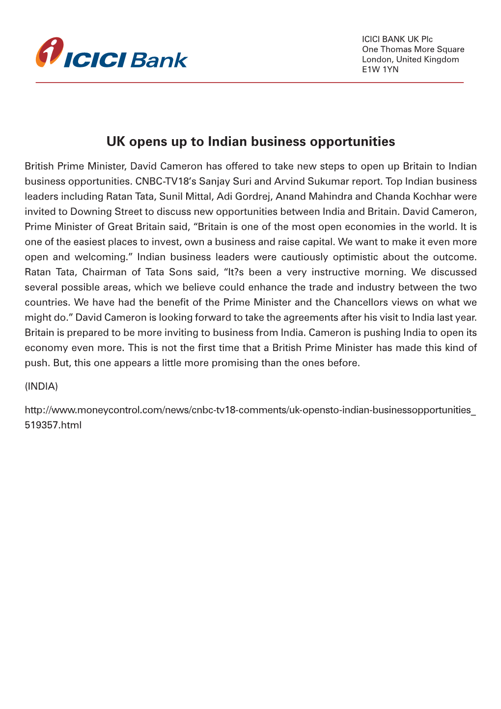 UK Opens up to Indian Business Opportunities