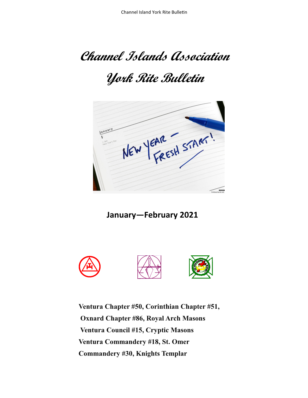 Channel Islands Association York Rite Bulletin
