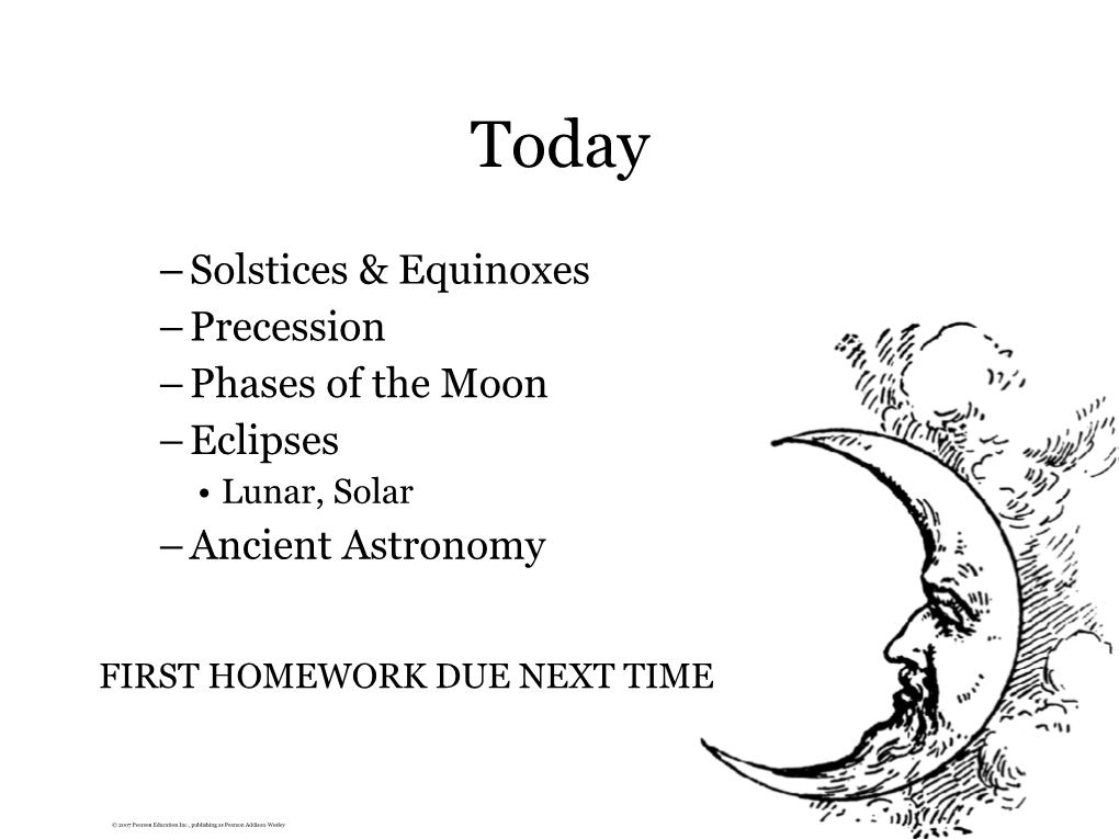 Solstices & Equinoxes –Precession – Phases of the Moon –Eclipses