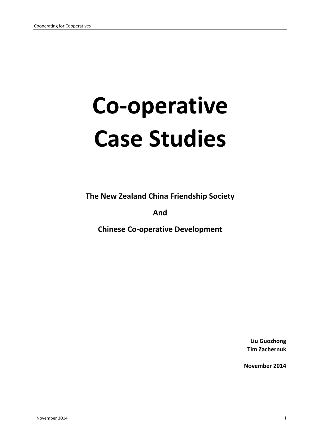 Co-Operative Case Studies