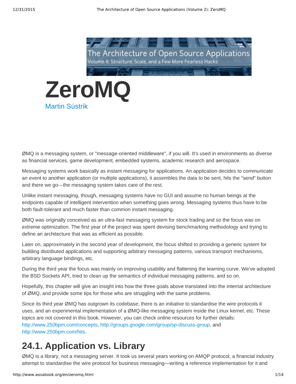 The Architecture of Open Source Applications (Volume 2) Zeromq.Pdf