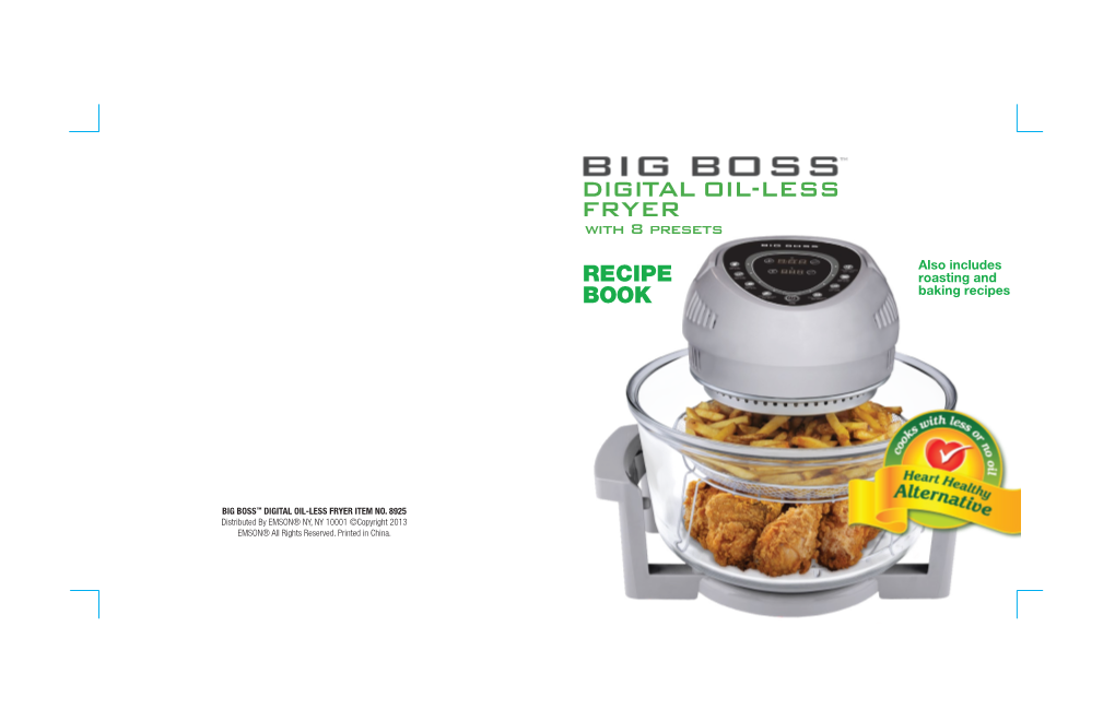 New Big Boss Oil-Less Fryer Recipe Book 12-13-12