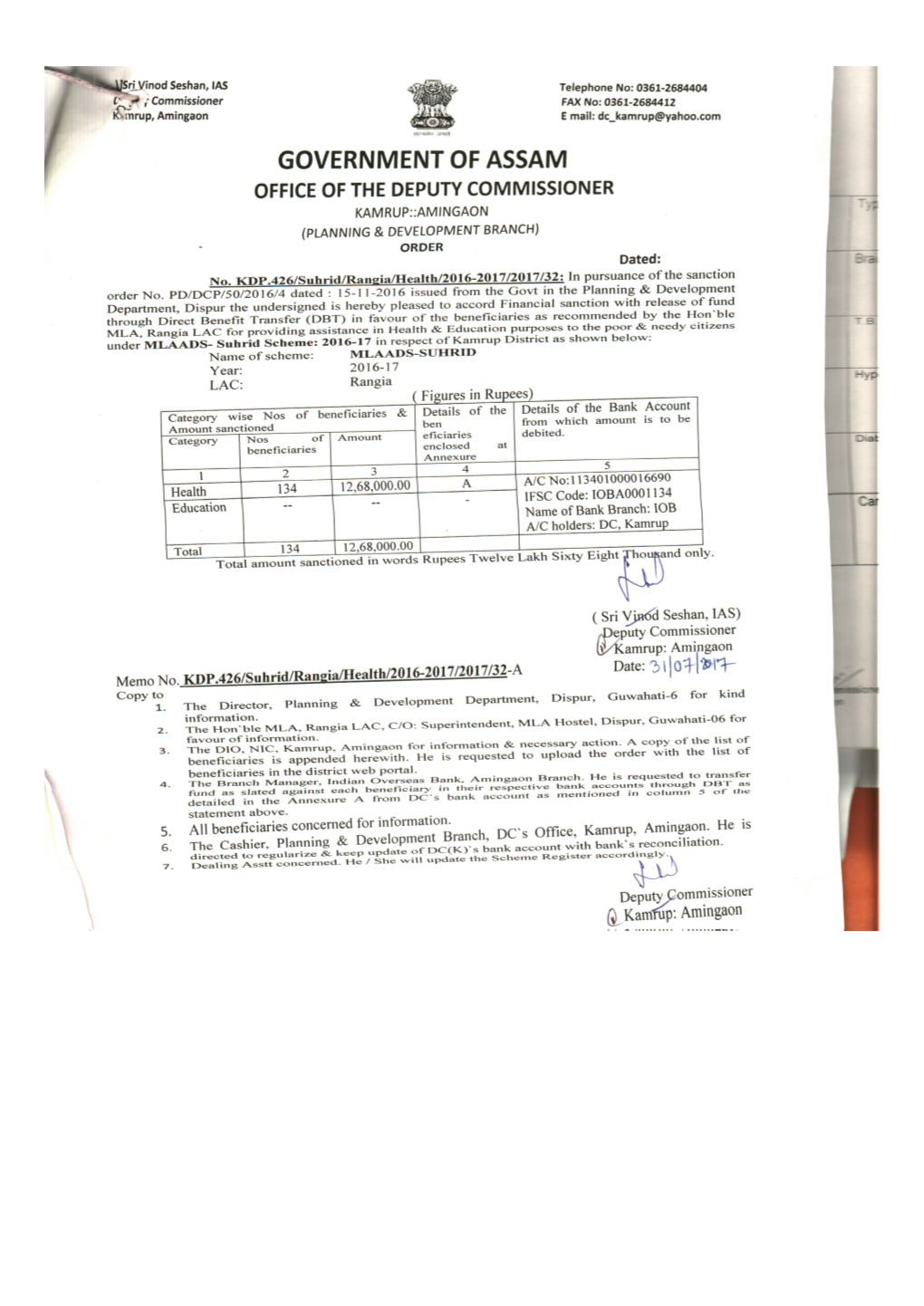 2016-17 District : Kamrup Name of LAC : 57 No. Rangia Category : Medical