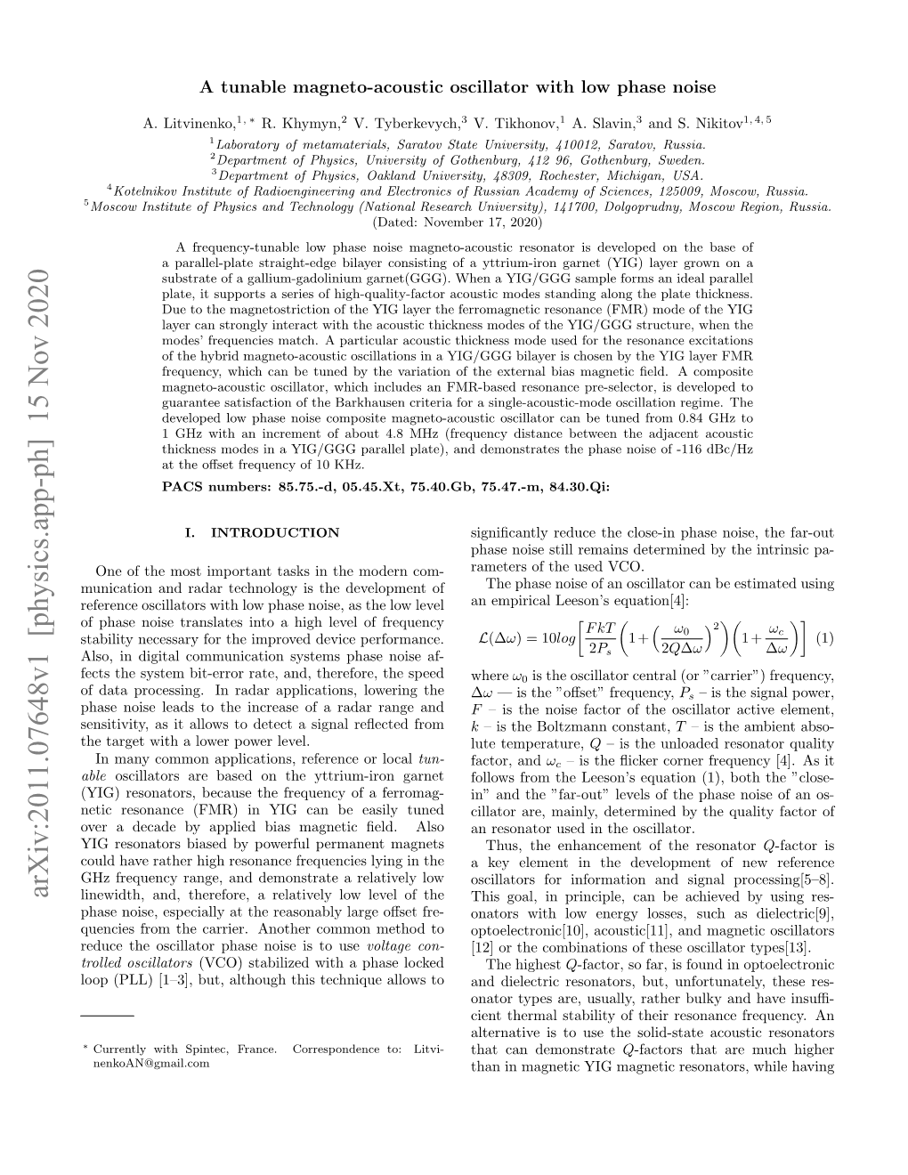 A Tunable Magneto-Acoustic Oscillator with Low Phase Noise