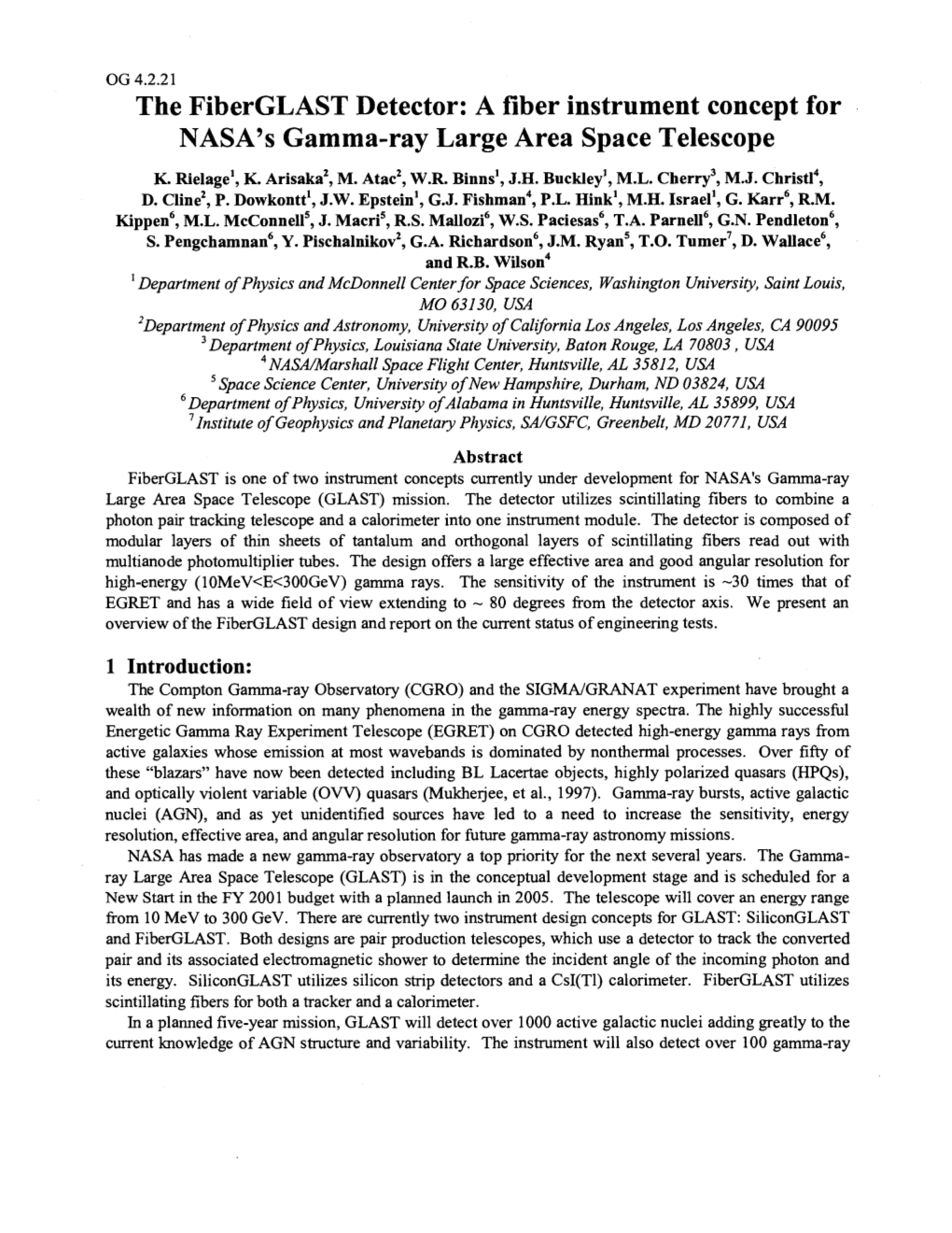 A Fiber Instrument Concept for NASA's Gamma-Ray Large Area Space Telescope