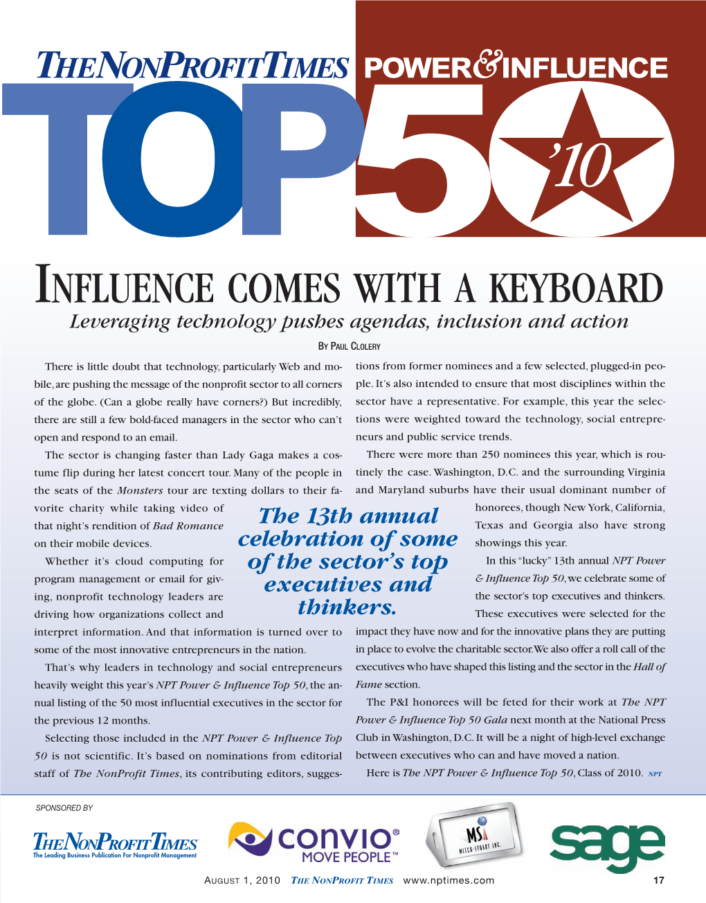 INFLUENCE COMES with a KEYBOARD Leveraging Technology Pushes Agendas, Inclusion and Action