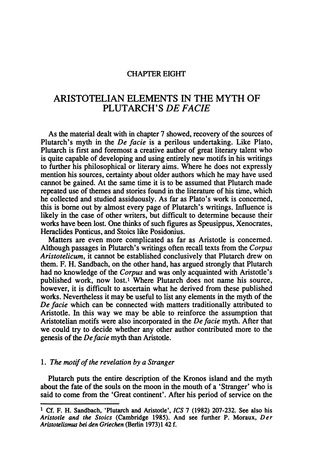 Aristotelian Elements in the Myth of Plutarch's De Facie