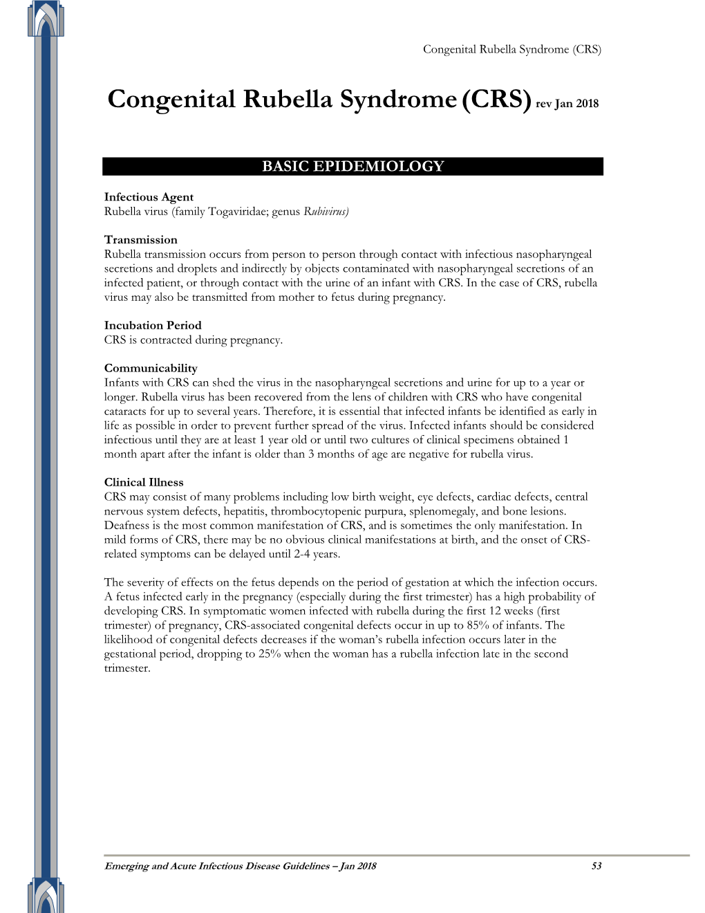 Congenital Rubella Syndrome(CRS)