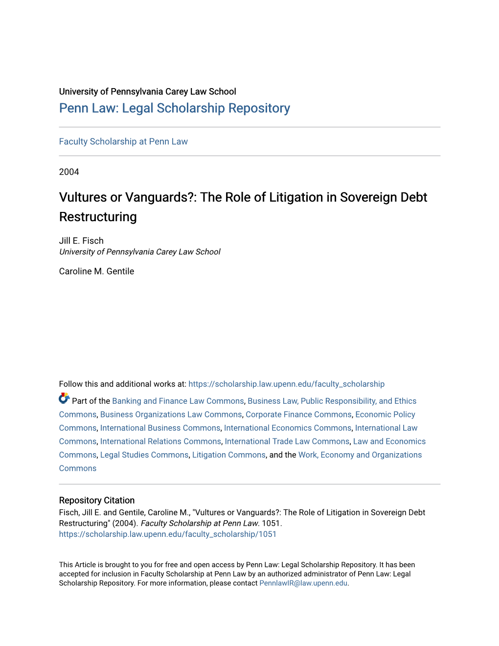 The Role of Litigation in Sovereign Debt Restructuring