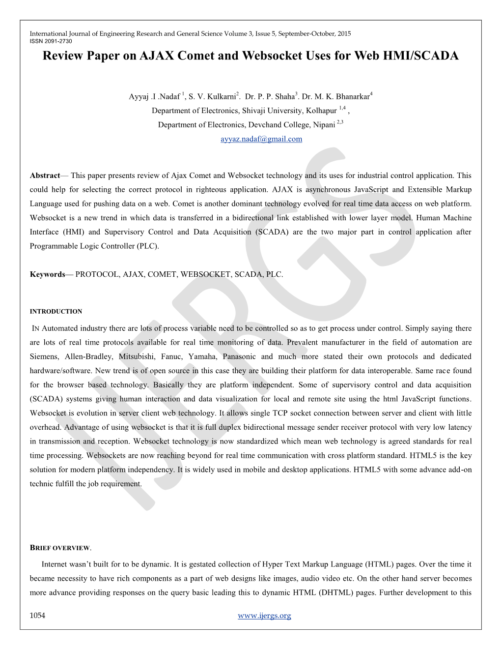 Review Paper on AJAX Comet and Websocket Uses for Web HMI/SCADA