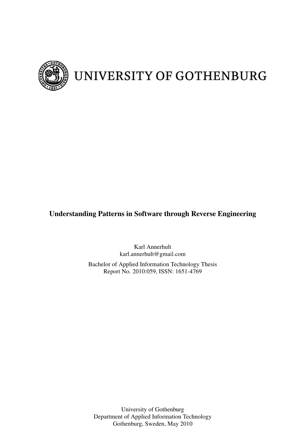 Understanding Patterns in Software Through Reverse Engineering