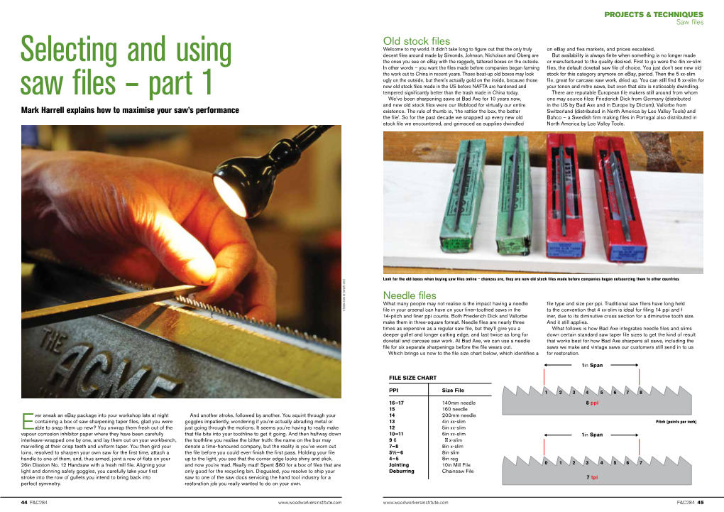 Selecting and Using Saw Files