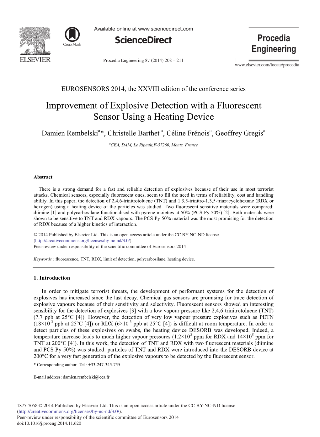 Improvement of Explosive Detection with a Fluorescent Sensor Using a Heating Device