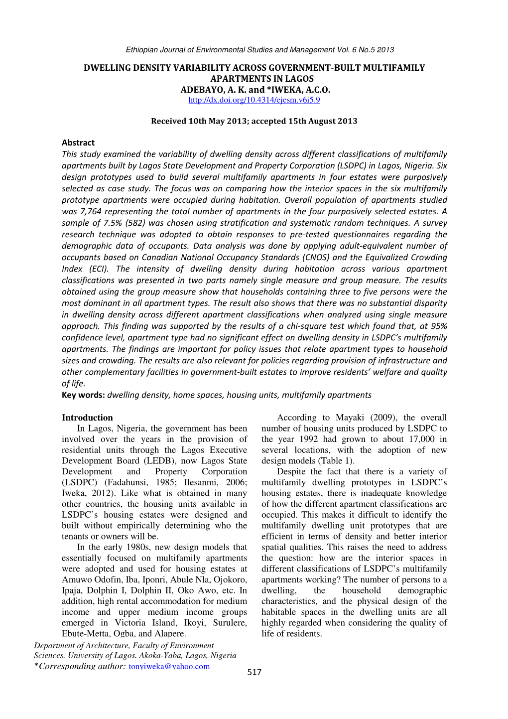 517 Dwelling Density Variability Across