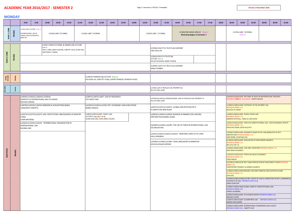 SEMESTER 2 Page 1: Semester 2 AY1617 Timetable Version 2 November 2016