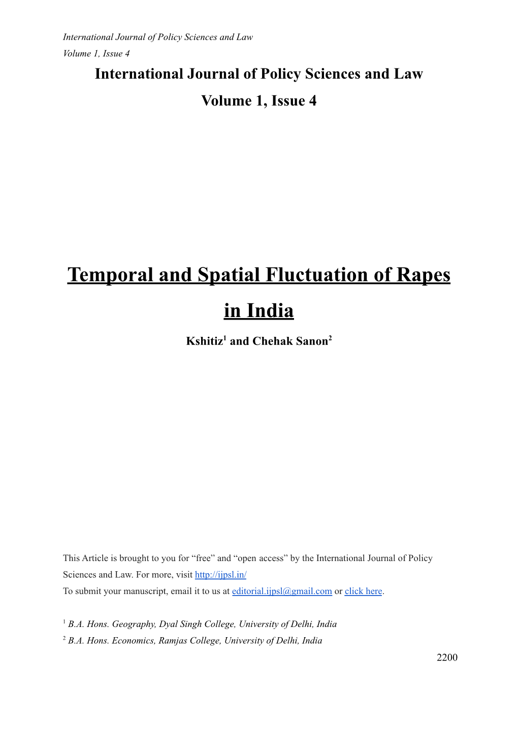 Temporal and Spatial Fluctuation of Rapes in India