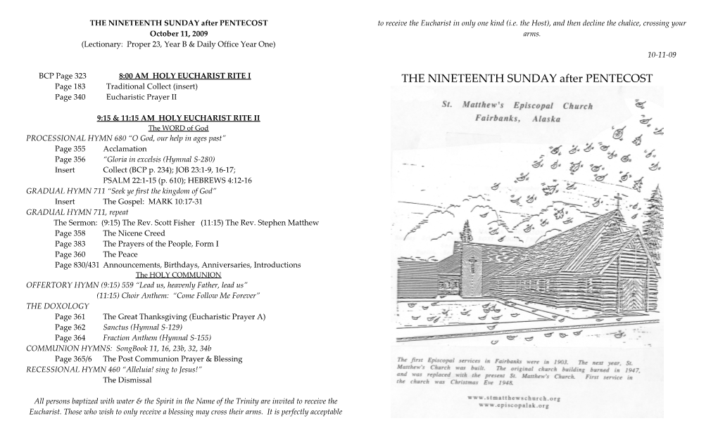 Lectionary: Proper 23, Year B & Daily Office Year One