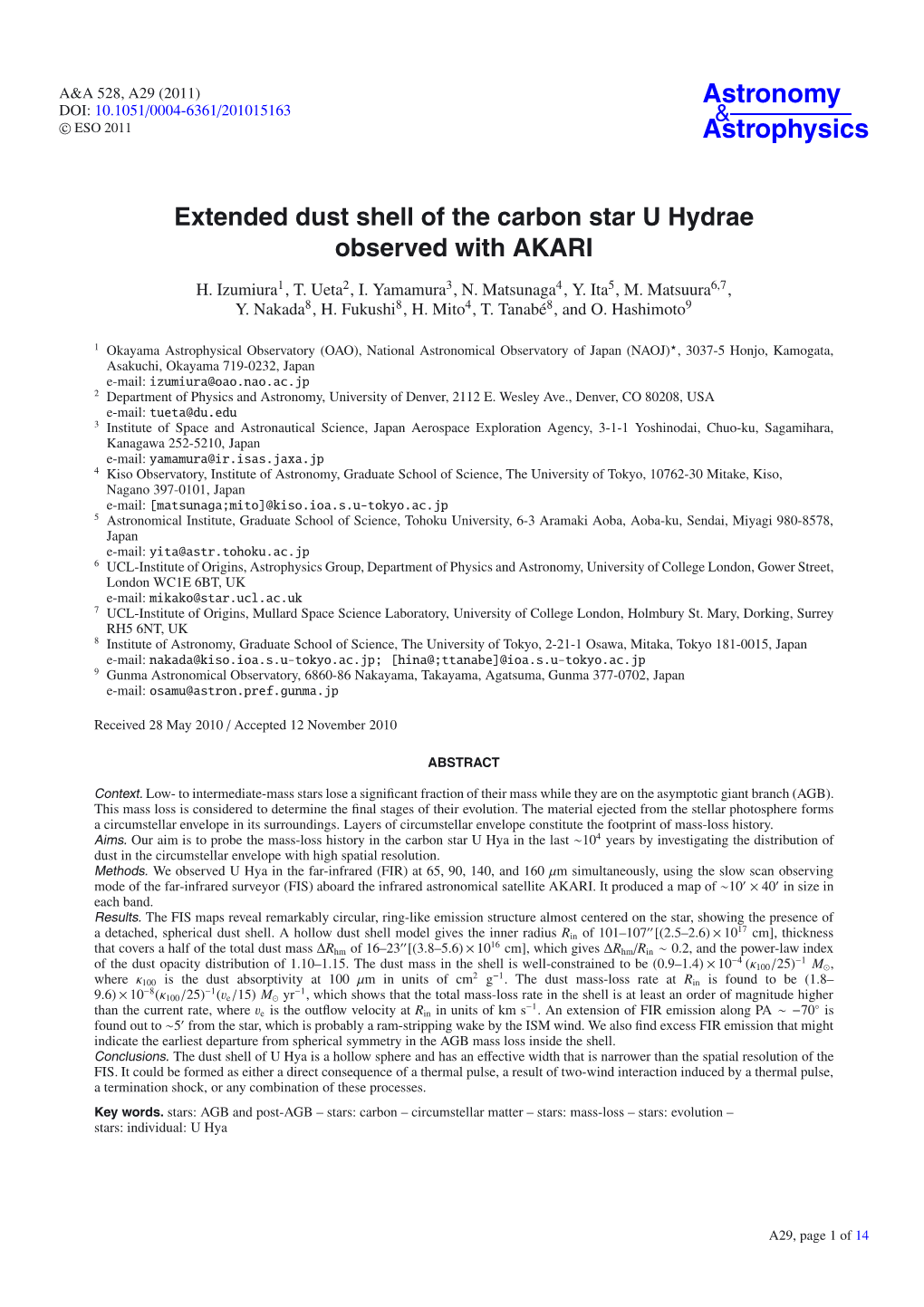 Extended Dust Shell of the Carbon Star U Hydrae Observed with AKARI